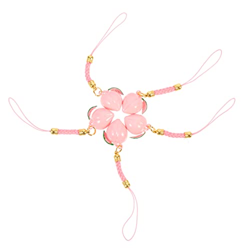 Pendentif de téléphone mobile cloche de pêche rose en laiton tendre