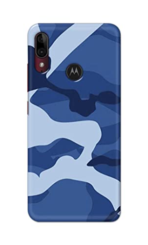 Image of Printed Hard Back Cover Case for Motorola Moto E6+ Plus | Moto E6s Back Cover (Army Blue Pattern) -1302