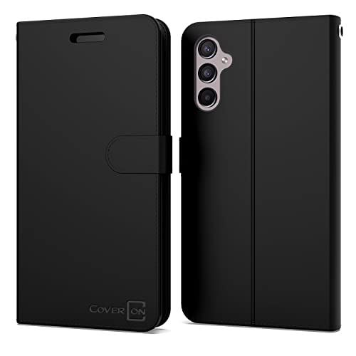 CoverON Pouch for Samsung Galaxy A24 Wallet Case, RFID Blocking Flip Folio Stand Vegan Leather Phone Cover Carrying Sleeve 6 Credit Card Holder Clutch Fit Samsung Galaxy A24 Case - Black
