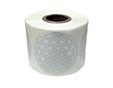 PROlac – Blume des Lebens Sticker – 500 Stück auf Rolle – Etiketten Selbstklebend perfekt zum Dekorieren – 50x50mm Blume des Lebens Aufkleber mit glänzender Metallfolie - (Transparent/Silber)