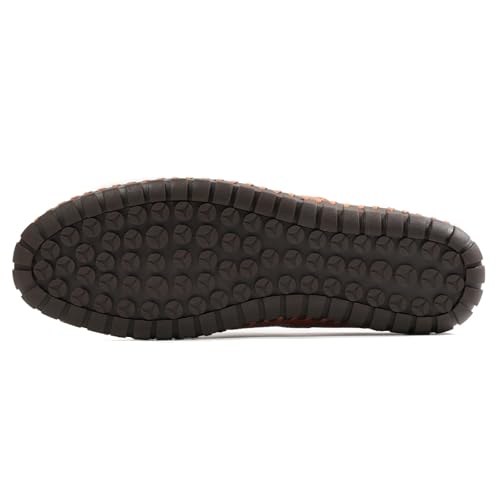 Image of Men's Slip-On Loafers Mules Clog Handmade Leather Slippers Hand Stitched no-Heel Casual Shoes for Men Breathable Comfortable Soft
