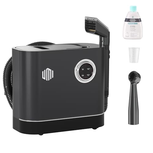 UMI Limpiador a Vapor y Aspiradora de Tapicerías, Limpieza Profunda con 4 Modos, Calefacción 1200W, con Detergente y Cepillos, Para Sofás Colchones Alfombras, Depósitos 1,2L y 1,1L