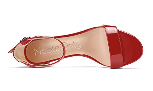 NobleOnly Women Chunky Block High Heels Peep Open Toe Sandals Ankle Strap Cute Dress Wedding Clear Shoes 3 Inches Heel4