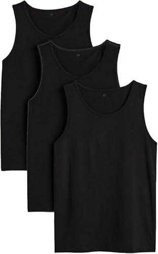 ITRAT® Mens Vest Tops Summer Multipack - Easy Dry Fit Tank Top for Gym Sleeveless Workout Tops Men Vests Multipack Cotton Black Plain Tshirt for Everyday Athletic Wear Running Undershirt (Small)
