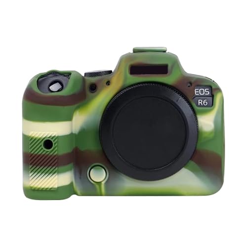 ELFOG Soft Silicone Protective Case Compatiable for Canon EOS R6 Camera - Shockproof, Dustproof, and Scratch-Resistant Cover Canera Accessories (Camouflage)-image-4