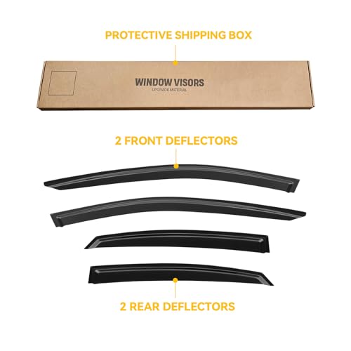 Image of Rain Guards Window Visor for 2019-2024 Kia Forte Out-Channel | Shields Vent Deflector Shade Wind Dark Smoke 2020 2021 2022 2023 19 20 21 22 23 24, Tape-On Outside-Mount, 4PCS