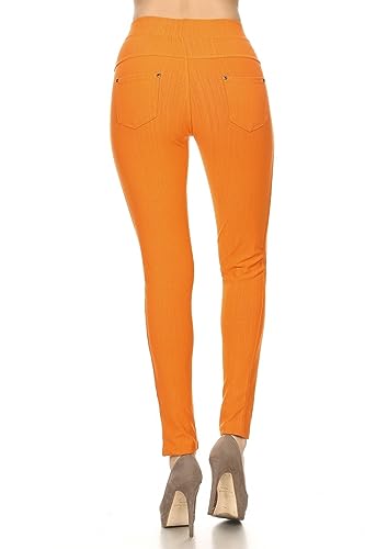 Image of Leggings Depot Women's Cotton Blend Stretch Pull-on Jeggings Casual Pants with Pockets (Available in Plus Size)