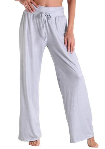 Image of Women Pajama Pants Comfy Lounge Wide Leg Casual Stretch Palazzo Drawstring Pj Bottoms Pants S-3XL