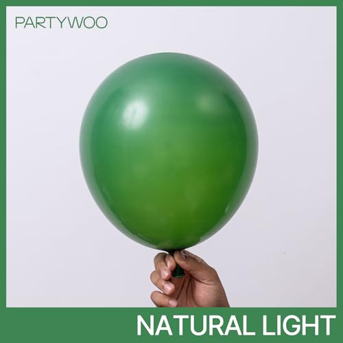 Image of PartyWoo Dark Green Balloons 100pcs 12 Inch Emerald Hunter Forest Green Balloons for Wedding Boy Baby Shower Birthday Christmas Graduation Dinosaur Jungle Golf Theme Party Decorations Green-Y56