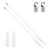 Bokon 2 Pieces White Fiberglass Blind Wand Vertical Blinds Stick Replacement with Hook and Handle for Window Opener Accessory(48 Inch)