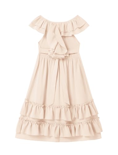 AWIBMK Mother Daughter Matching Boho Mommy and Me Dress Summer Casual Off Shoulder Smocked Tiered A-Line Maxi Dress3