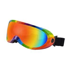 Pets Sunglasses with Glass Cleaning Cloth for Medium,Large Dog UV Goggles Breathable Sweat Windproof Anti-Dust Snowproof Glasses with Elastic Straps Rainbow Pattern
