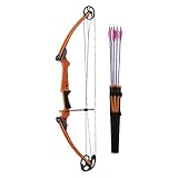 Genesis Original Compound Bow & Arrow Kit- Adjustable Riser, 15'-30' Draw Length, 10-20 lb Draw Weight, All Skill Levels, Draw Hand - Right, Orange