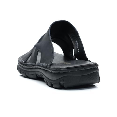 Men's Slide Sandal Summer Leather Slipper Outdoor Slip on with Soft Comfy Arch Support4