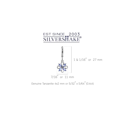 Silvershake Marquise Shape Gemstone White Gold Plated or Yellow Gold Plated 925 Sterling Silver Flower Victorian Style Leverback Dangle Earrings Jewelry for Wo4