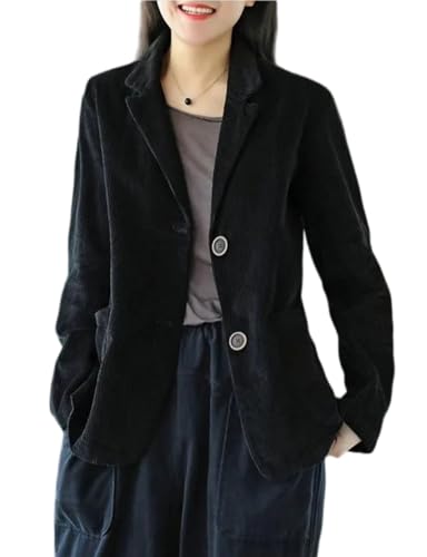 happlan Women's Winter Corduroy Blazer Suit Jacket Dressy Casual Long Sleeve Lapel Fashion Work Business Outerwear