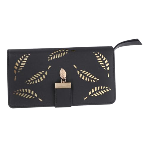 Leather Zipper Clutch Wallet for Women Purse with Card Slots Chic Design for Parties Shopping Daily Use Elegant Black Color