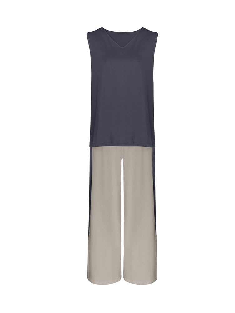 shownicer Pantalone da Donna Completo 3 Pezzi Lunga Cardigan e Casual Vita Alta Gamba Larga Pantaloni e Senza ManicheTop Ampio Outfit