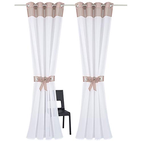 Cortinas transparentes para regular la luz natural pack de 2 visillos marrones con ojales 2