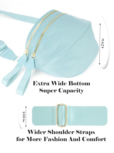 Image of Pure Colour Crossbody Bag Bum Bag for Women,Spacious Purse Fanny Packs Belt Bag,Oversized Bum Bag (Colour Bum Bag-Ice Blue)