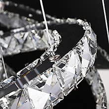 Image of Crystal Glass Ceiling Stainless Steel Chandelier with Glass Bead &Sparkling K9 Crystal Lamp - 6 Yellow Light A10