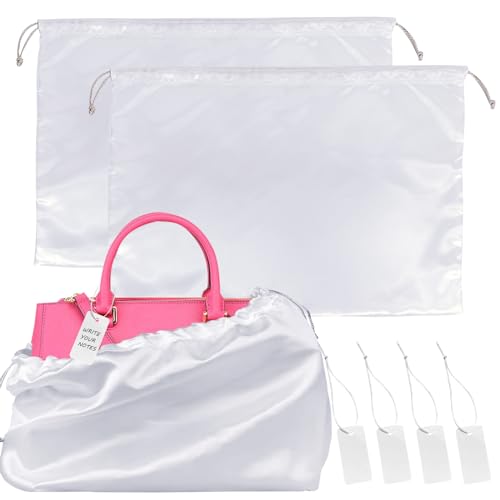 Dust bag per borsa, 2 Pack dust bags for handbags Grande Seta custodia antipolvere per borsa Morbido Custodia per custodias antipolvere in seta per Borse Scarpe Stivali (Bianco 19,7 * 23,6 pollici)