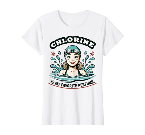 Nuotatore femminile cloro è il mio profumo divertente nuoto ragazza Maglietta