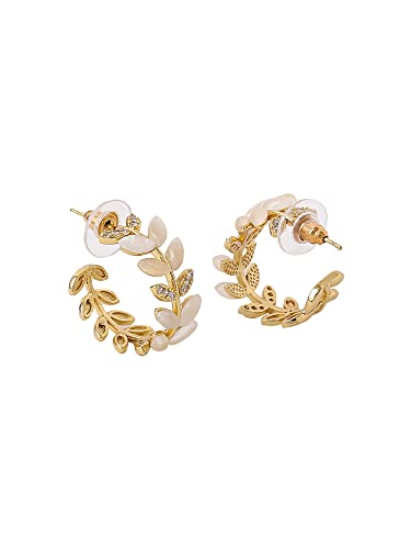Crystal Stone Studded Half Bali Clip On Hoop Earrings