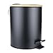 5L Drewniany Krok Krok Kosz Na śmieci Na śmieci Bin Organizator Odpady Łazienka Kuchnia Salon Office Dekoracja (Color : Black, Size : 3L)