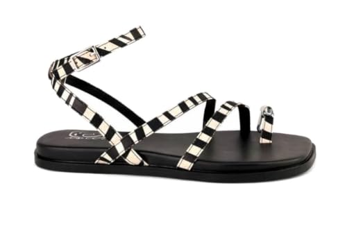Sandales plates pour femme chaussures d'été légères à motif imprimé animal