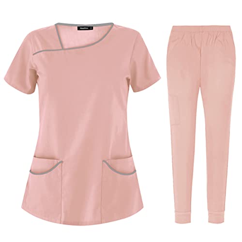 Viaoli Women Scrubs Sets Jogger Nurse Scrub Uniform Outdoor Work Set Scrubsset Stretchy Short Sleeved Suit #TOP25