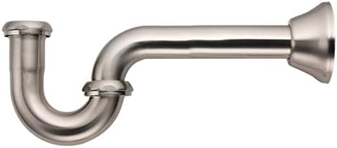 Plumb Pak K100BN x 1-1/4-in. Brass P-Trap with Deep Flange for Bathroom Sinks, Brushed Nickel