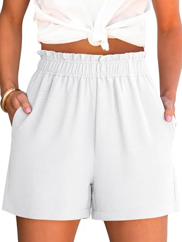 ANRABESS Shorts for Women,Dressy Casual Elastic High Waisted,Comfy Lightweight Airy,Summer