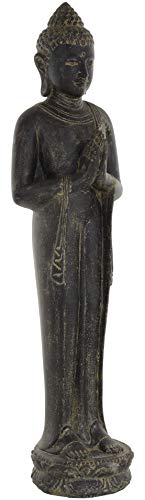 Korb-Outlet Große Betende Buddhafigur Steinguss/stehender Steinbuddha...