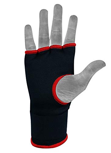 Brutul Padded Inner Gel Gloves Training Gel Elastic Hand Wraps for Boxing Gloves Quick Wraps Men & Women Kickboxing Muay Thai MMA Bandages Wrist Wrap Protector Handwraps (Pair) (Red, XL) - Thumbnail 6