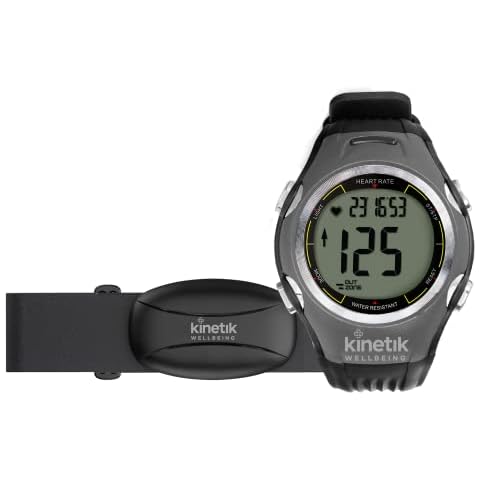 Kinetik Wellbeing Watch and Chest Strap Heart Rate Monitor - Used by the NHS,Black Cover