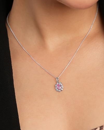 Image of Clara 925 Silver Solitaire Pendant Necklace with Chain for Women & Girls