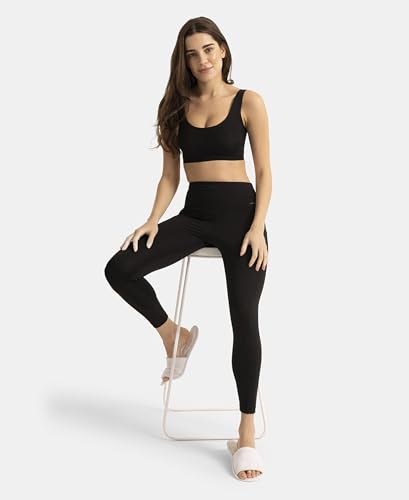 Image of Jockey 1840 Women Wirefree Padded Microfiber Elastane Full Coverage Bonded Tech Lounge Bra