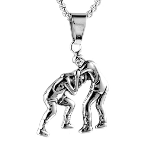 Collier pendentif match de catch pour hommes exprimez votre force bijoux punk argent