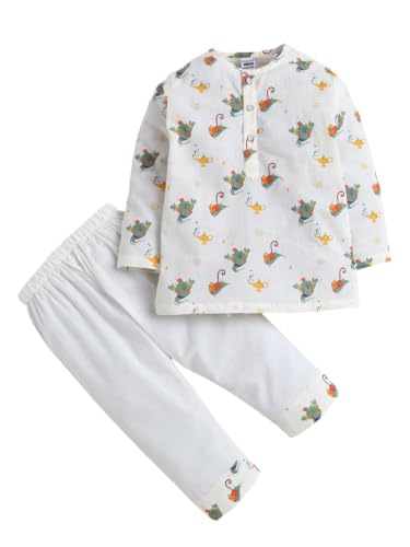 Image of POLKA TOTS 100% Cotton Traditional Nightwear Kurta Pyjama Set | Unisex Night Dress for Kids Girls & Boys | Summer Night Suits for Kids | Ethnic Indian Nightsuit | Cotton Night Suit Combo Set for Baby