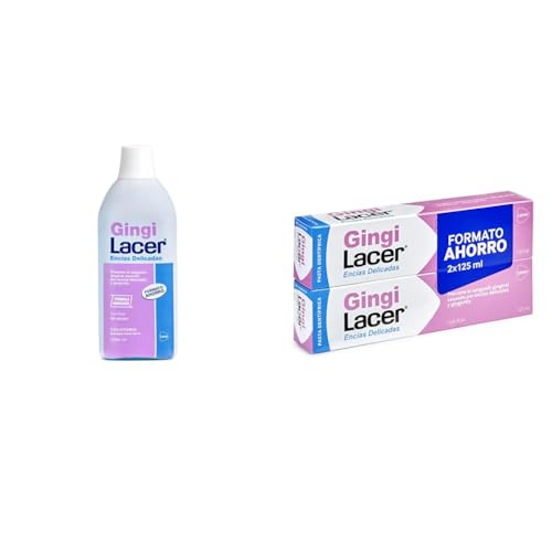 GINGILACER - Pack Tratamiento Gingivitis - Colutorio 1000ml + Pasta de Dientes 2 x 125 ml - Ideal para Encías Delicadas - Previene el Sangrado Gingival