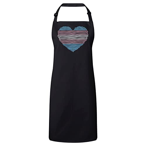 Tablier cuisine noir anti-taches avec coeur trans LGBT pour homme et femme