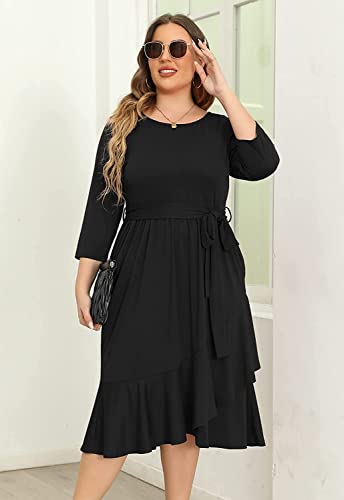 Image of TASHVIKA'S Women's Plus Size Flowy Wrap Ruffle Maxi Dress