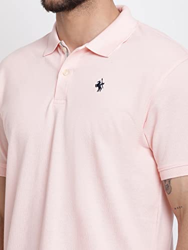 Image of Cantabil Men's Cotton Blend Solid Polo Neck T-Shirt (Regular Fit)