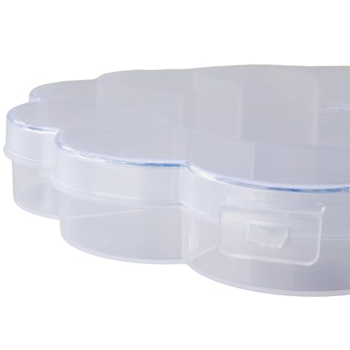 Image of Craft County Plastic Floral Pattern Flip Top 12 Compartment Bead Organizer for Jewelry Making and Crafts - Clear