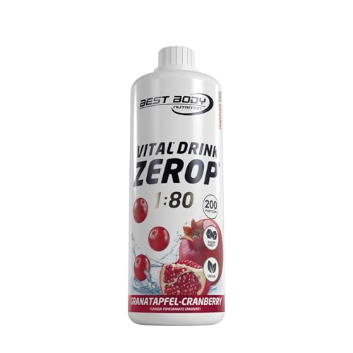 36% off - Best Body Nutrition Vital Drink ZEROP&reg; - Granatapfel-Cranberry, Original Getr&auml;nkekonzentrat - Sirup - zuckerfrei, 1:80 ergibt 80 Liter Fertiggetr&auml;nk, 1000 ml