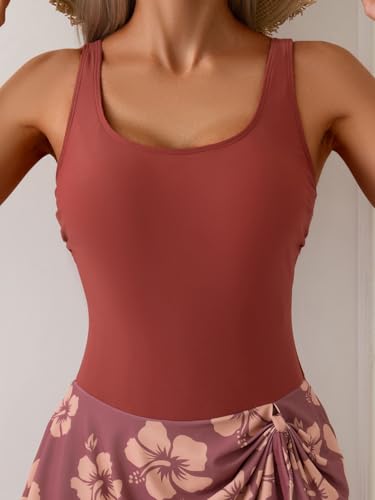 Image of Eomenie One Piece Swimdress Swimsuits for Women Tummy Control Swim Dresses Skirt Bathing Suit