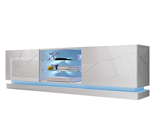 TV Lowboard Qiu, TV Schrank, griffloses Öffnen, Fernsehtisch, Lowboard, TV...