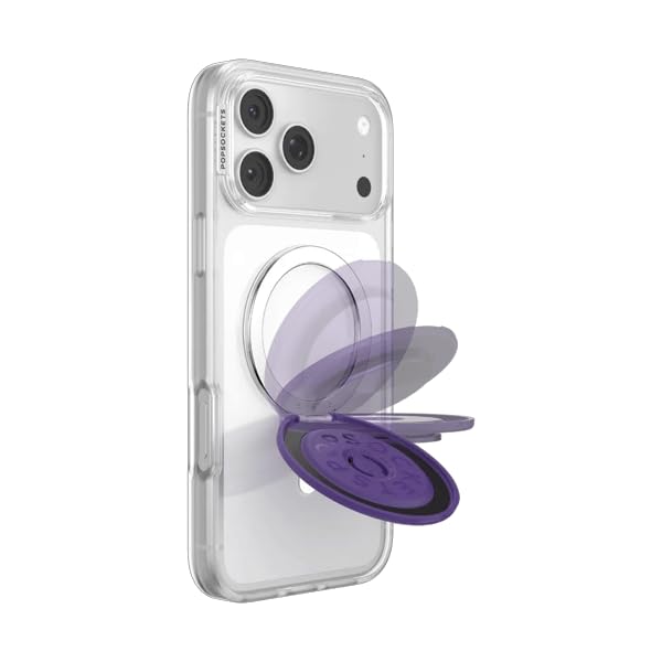 Image of PopSockets Kick-Out Grip for MagSafe, Adjustable Kickstand for Portrait or Landscape, Magnetic Stand, Metal - Purple