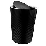TOBBOMEY Cubo Basura Pequeño con Tapa Negro para Baño Oficina Dormitorio Contenedor Basura Versátil para Reciclar y Ocultar Olores Fácil y Uso Prolongado
